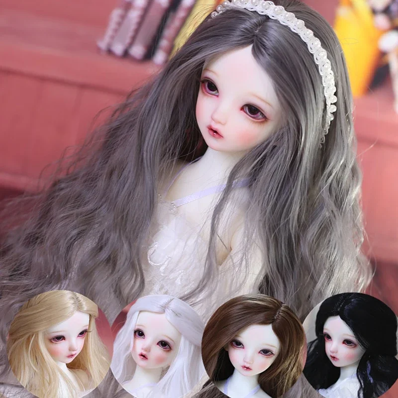 （Customize 30 Days）BJD DD SD MSD 1/4 1/6 1/3 doll's Accessoriess wig brown Medium-score noodle curly long hair 1pcs