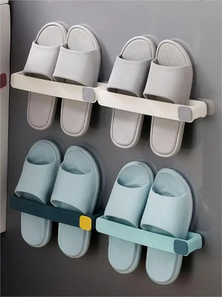 Bathroom Slipper Shelf No Punching Wall Mounted One Piece Shoe Rack Space Saving Shelf Bathroom Hanging Bathroom Slipper Shelf N image 2