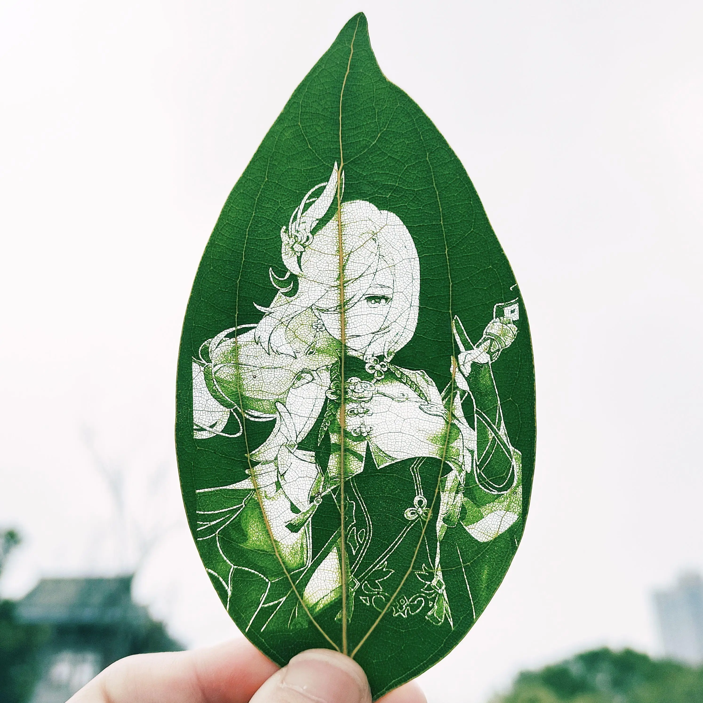 

Anime Game Genshin Impact Cosplay Accessories Photo Frame Bookmark Decoration Widget Birthday Xmas Gift Portrait Leaf Carving