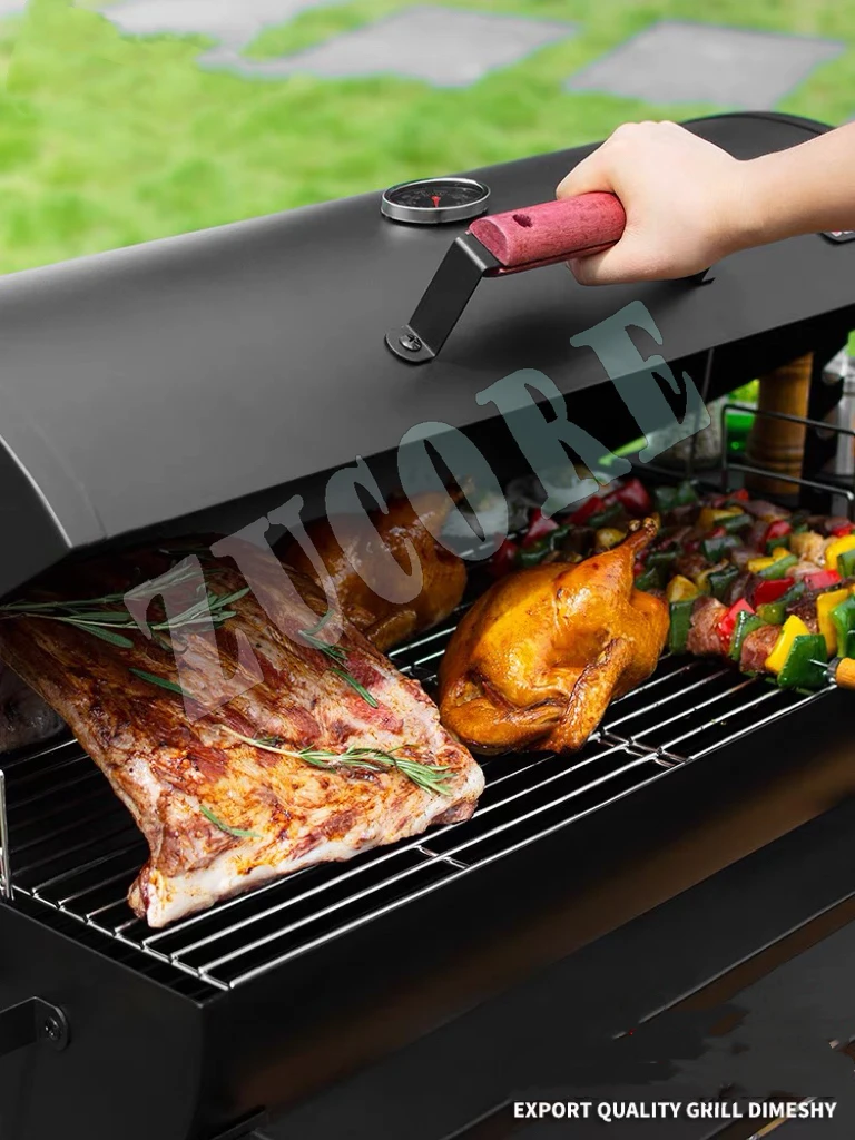 Parrilla de barbacoa doméstica, horno al aire libre de carbón, carrito de barbacoa, Control de temperatura, altura ajustable, herramienta de fiesta familiar