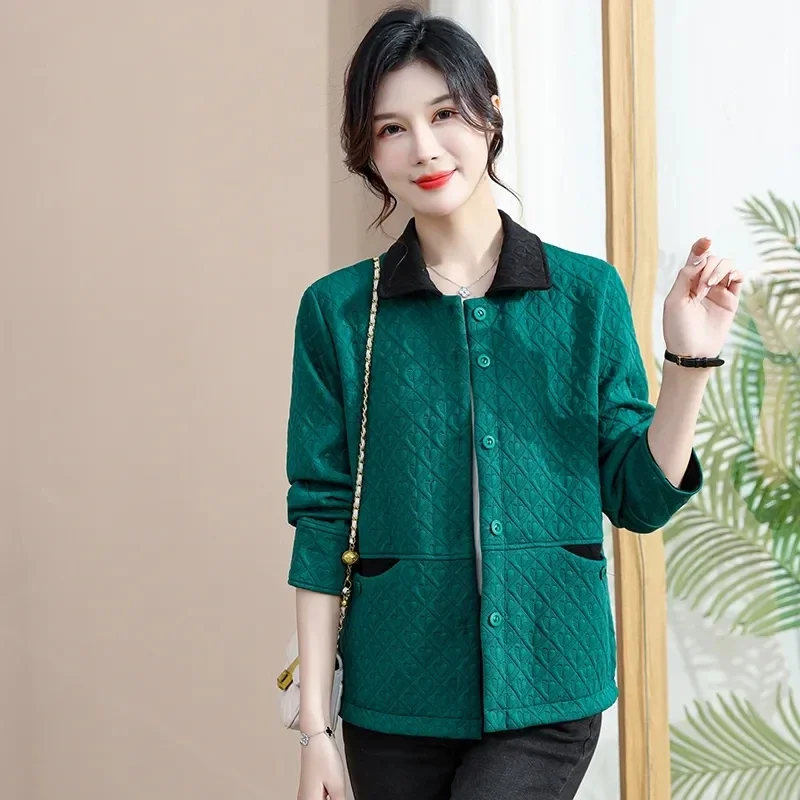 Spring And Autumn New 2024 Lapel Collar Cardigan Women's Short Jacket Korean Version Loose Temperament Versatile Ladies Tops