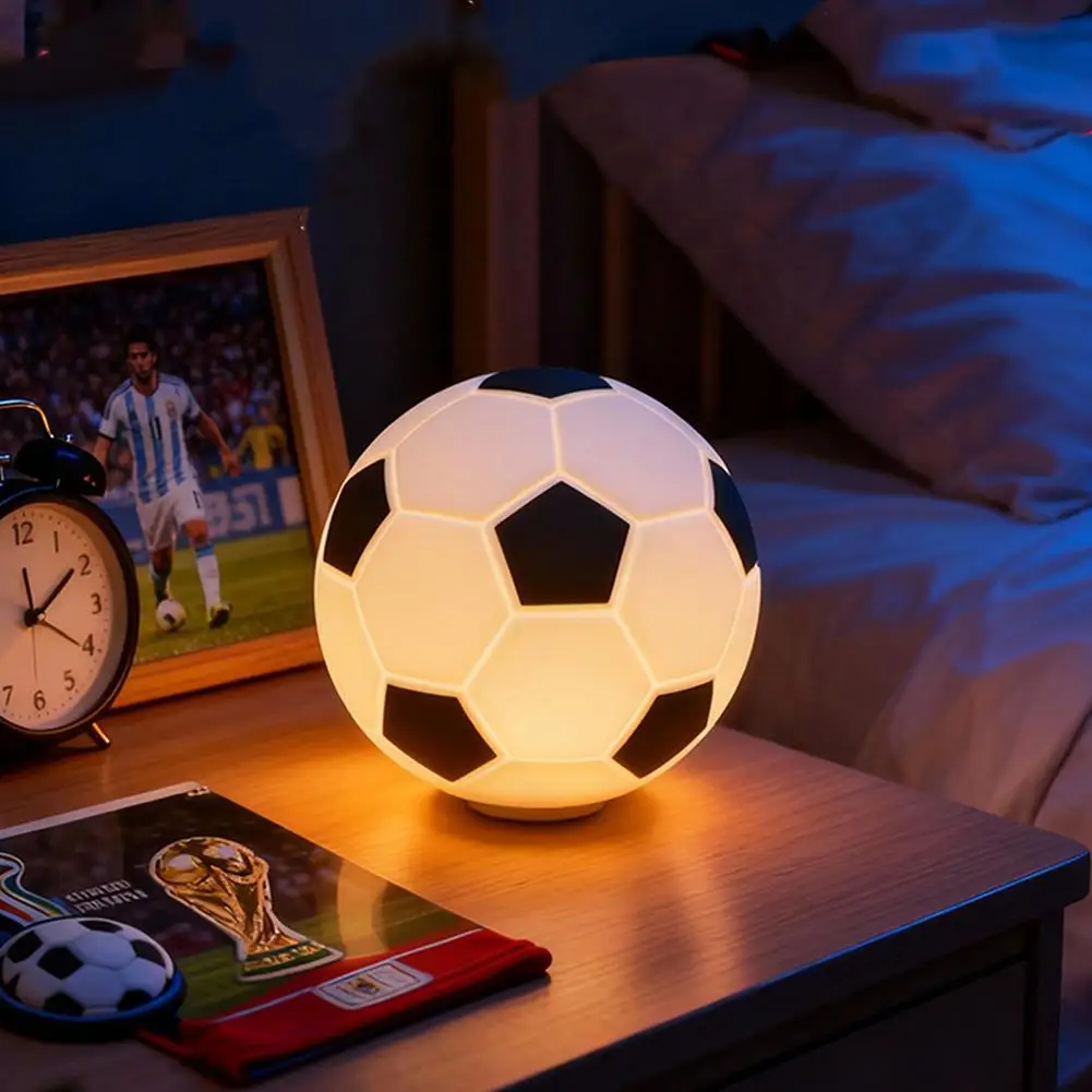 

Ночник с изображением футбола, перезаряжаемый, с регулируемой яркостью, прикроватная лампа для мальчиков, украшение для комнаты, подарок для детей