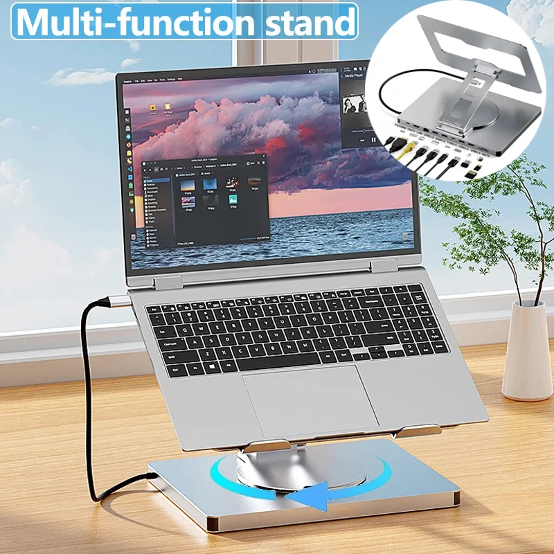 

Держатель для планшета 10-в-1, док-станция USB C HUB 4K60Hz HD 1000 Мбит/с Ethernet USB3.0 5 Гбит/с Передача данных PD100W для планшетного телефона