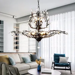 American Vintage Chandelier Lighting Industrial Style Crystal Farmhouse Ceiling Pendant Lamp For Living Room Dining Room Bedroom