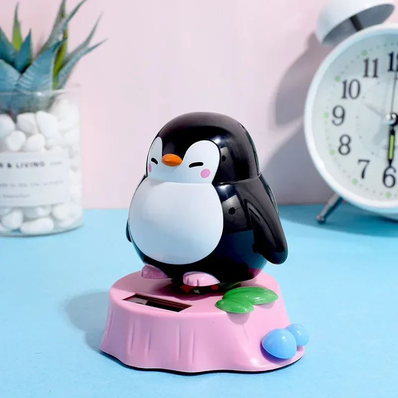 Creative Cute Solar Powered Swinging Penguin Doll Auto Ornament Cartoon Kids Toy Gift with Automatic Car Dashboard Accessories