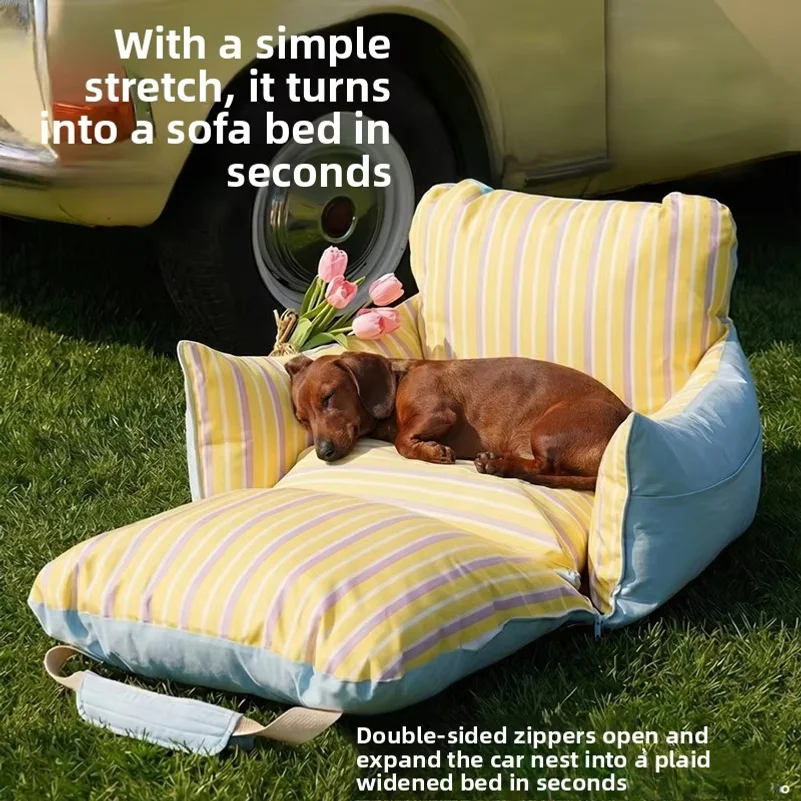 Car Seat Dog Bed Removable Washable Cover Safety Belt Secure Travel Booster Seat Waterproof For Small Dogs Cats