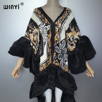 Robe Kaftan Maxi Bohème WINYI du Moyen-Orient, élégante, plissée, élastique, pour la plage, tenue de soirée de luxe, style Dubaï, Abaya 5