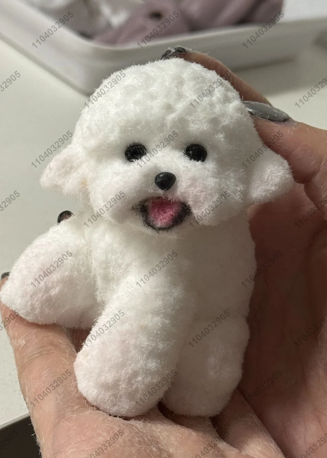 Bichon Frise Dog Taba Squishy Silicone Hand-Painted Fuzzy Doggy Puppy Squeeze Toy Mochi Toy Hand Relax Anti Stress Release Gift