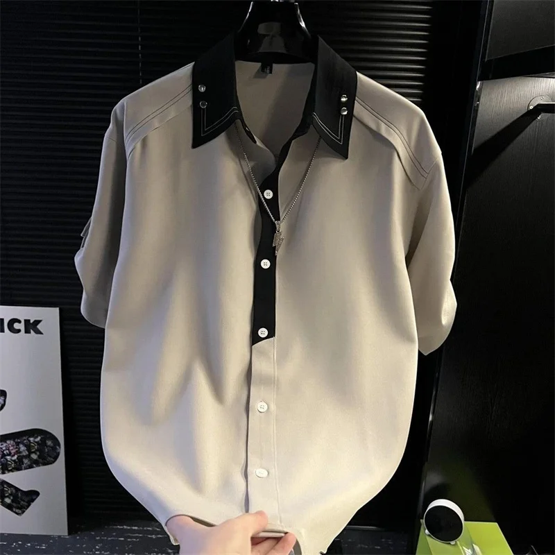 

Spring and Summer Ladies' High-feeling and Handsome Trend Single-breasted Loose Shirt Joker Casual Fashion Short-sleeved Shirt