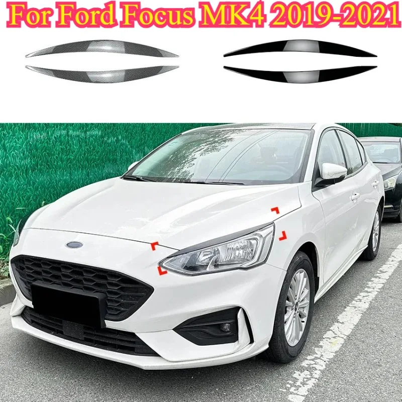 

NONGSHI for Ford Focus MK4 2019 2020 2021 ABS Carbon Fiber Black Car Front Headlight Eyelids Eyebrows Car Exterior Accessories