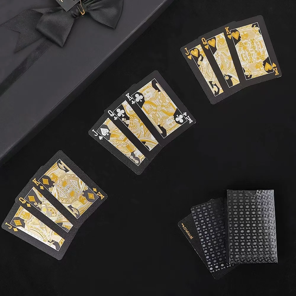 24K Gold Playing Cards Plastic Poker Game Deck Foil Pokers Pack Magic Waterproof Card Gift Collection Gambling Board  For Party