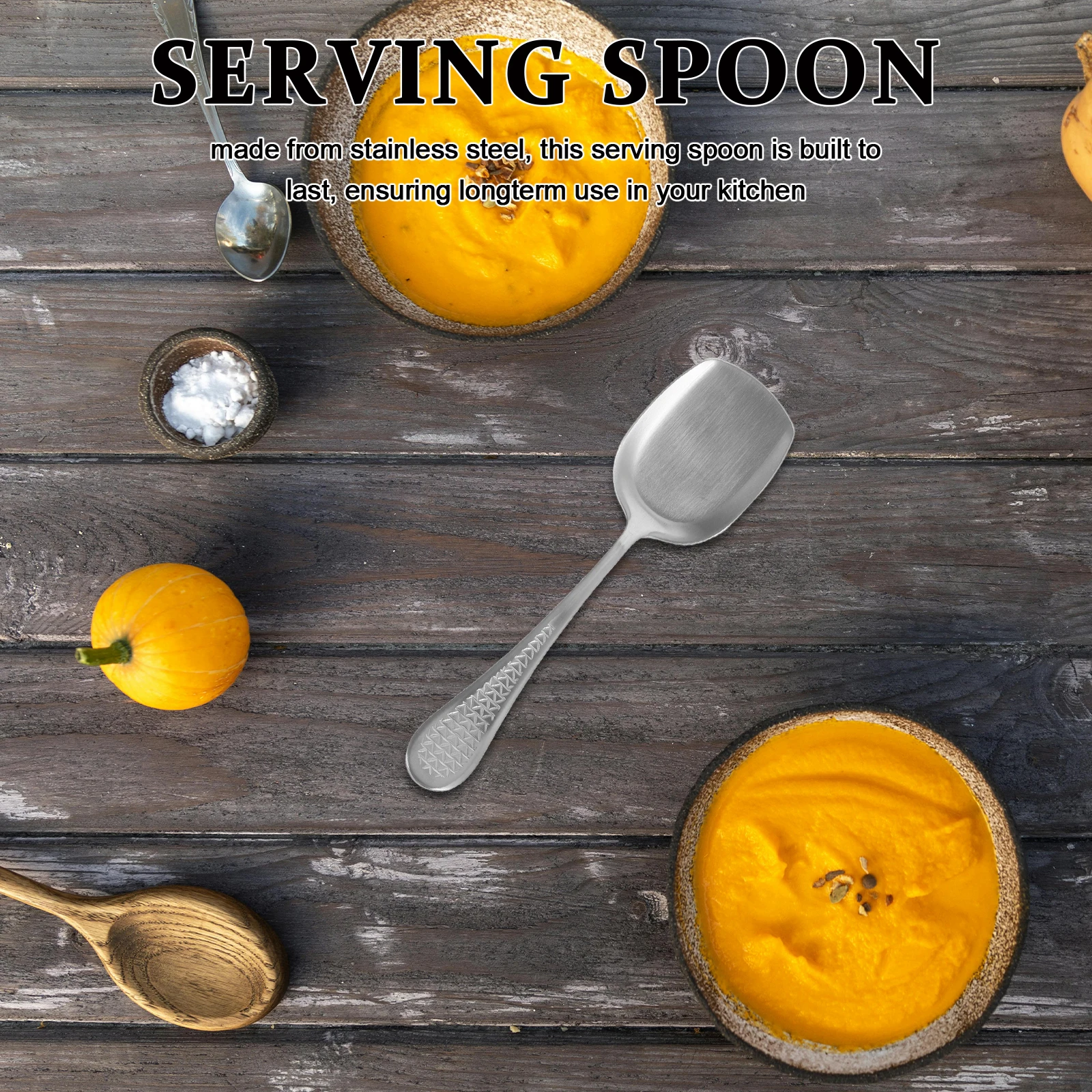 

Stainless Steel Serving Square Head Large Buffet Utensil Thickened Kitchen Catering Spoon Long Handle Spaghetti Soup