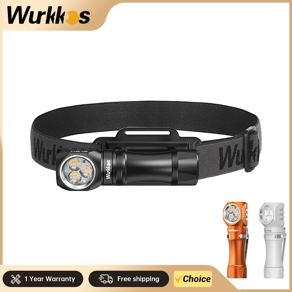 Wurkkos-linterna de cabeza HD10 recargable, 14500, IP68, EDC, 1200Lm, 3x90 CRI LED + 3 x RGB Aux LED Anduril 2,0, pesca, Camping