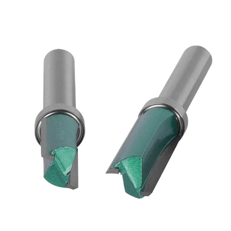 8Mm Schachtkoof 12Mm 14Mm Groen Patroon Bit Router Bit Face Molen Carbide Snijder Houtbewerking Frezen Voor Hout Bit Einde Molen