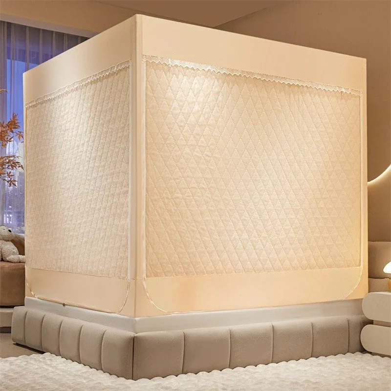 Padded and cottoned mosquito net bed sheet household anti-drop A warm and anti-fall
