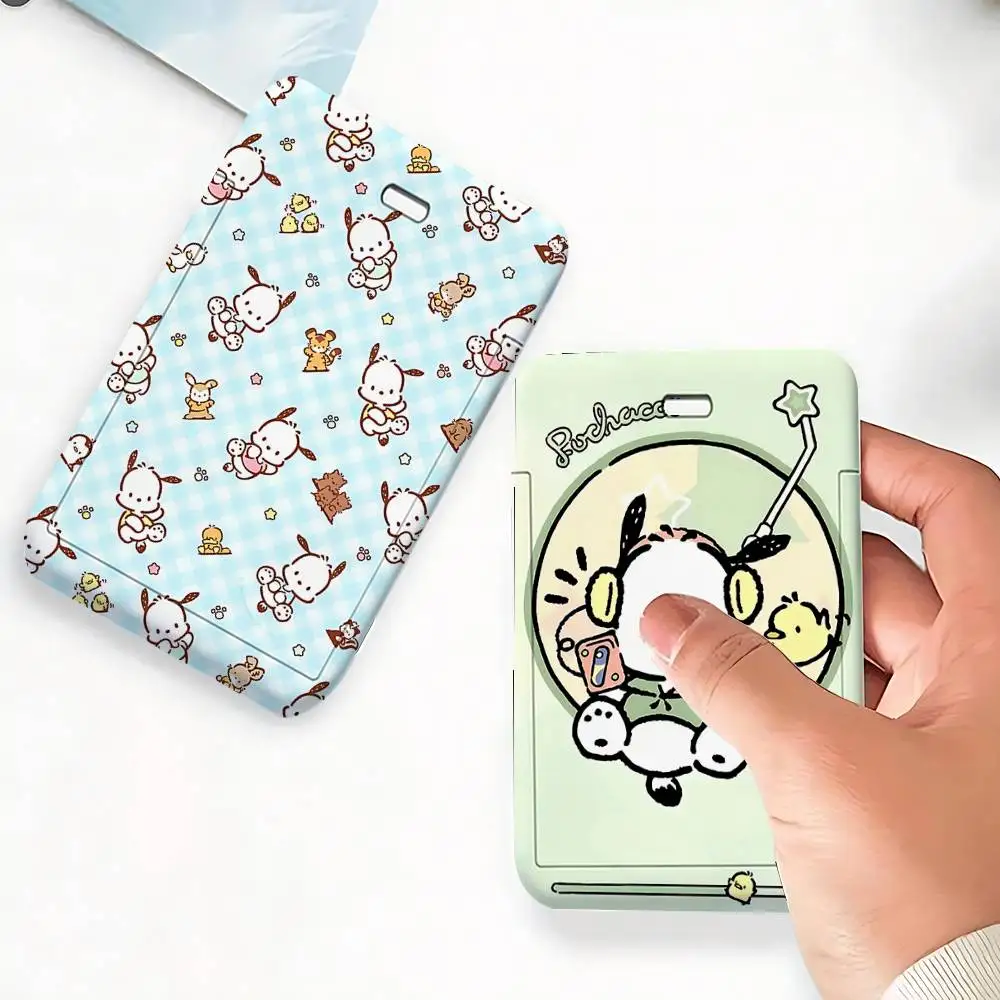 P-Pochaccos 1 Card Holder, Leather Card Storage Box, Key Chain, Access Tag Holder, ID Card Holder, Key Chain