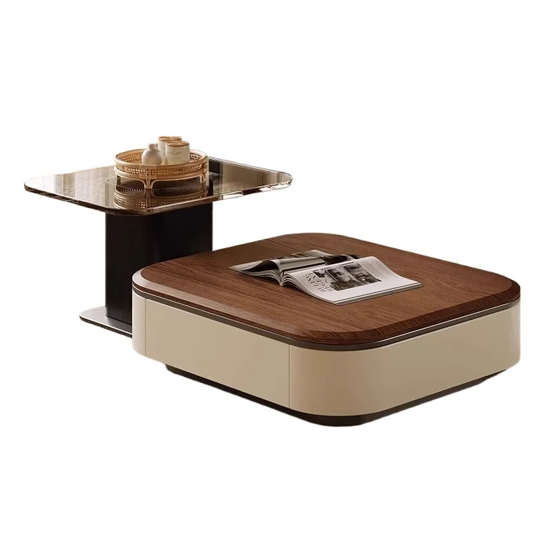 

Walnut square coffee table living room home high-end coffee table