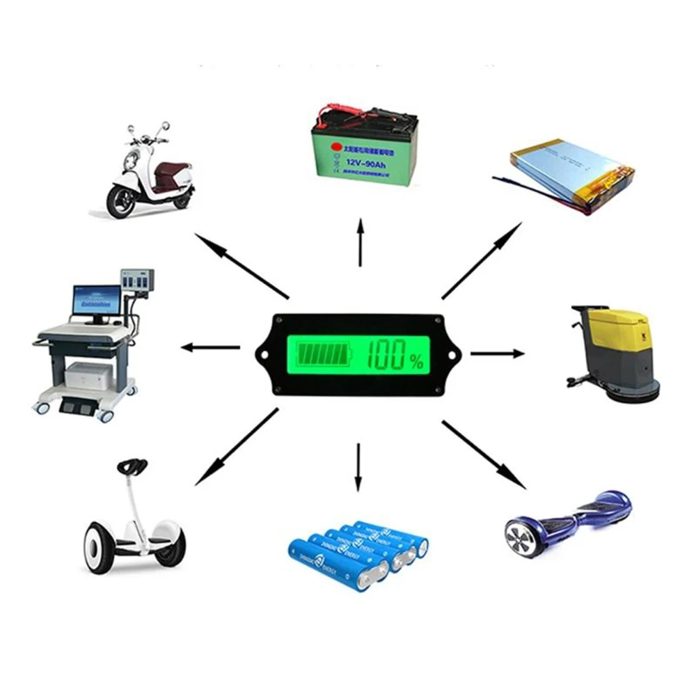 12/24/36/48V LY6W Lead Acid Battery Capacity Indicator Blue LCD Digit Display Meter Lithium Battery Power Level Detector Tester