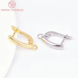 (4503) 6PCS 3x19MM 18K Gold Color Brass Long strip Earring Clasp High Quality DIY Jewelry Making Findings Accessories Wholesales