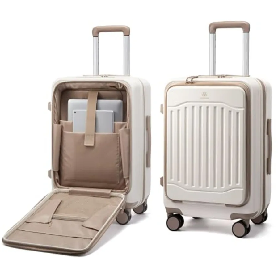 

Carry On Luggage 22x14x9 Airline Approved Expandable Hard Shell Suitcase with Spinner Wheels USB Charging Port and Front Pocket
