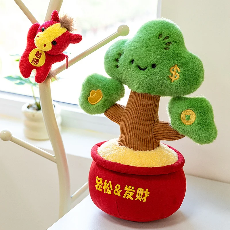 Vaso dos desenhos animados pinheiro brinquedo de pelúcia macio planta de pelúcia árvores verdes mangueira vermelha boneca criativa engraçado pinho decoração de ano novo presentes da menina