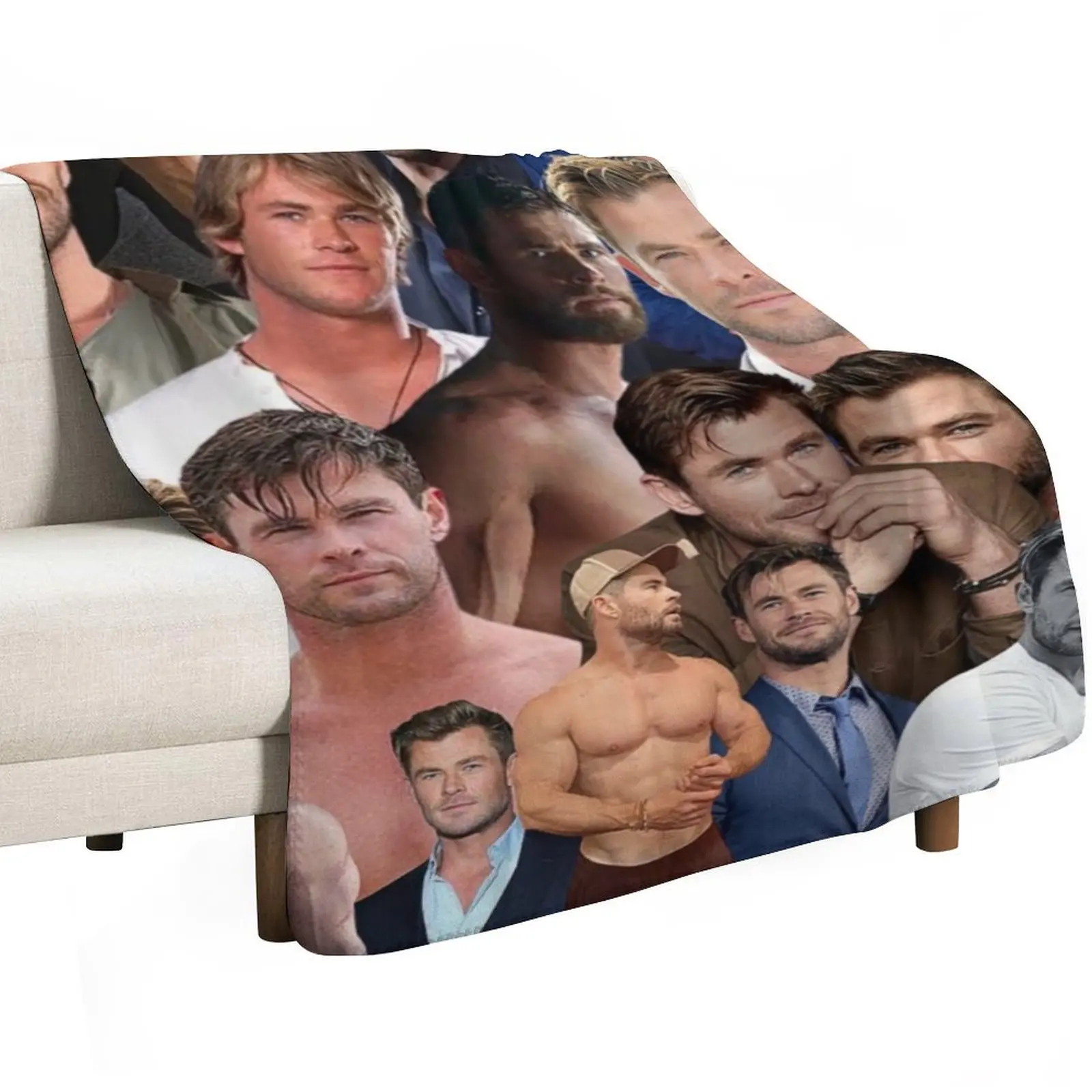chris hemsworth photo collage Throw Blanket Custom Warm Loose Beautifuls Luxury St For Baby Blankets