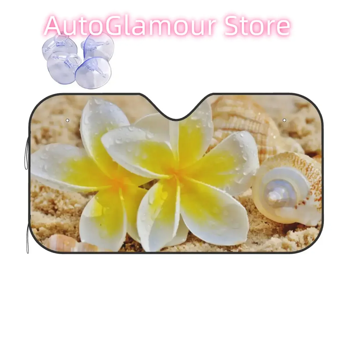 

Желтый цветок плюмерии, складной солнцезащитный козырек для ветрового стекла 76x140 см, фольга, жалюзи для ветрового стекла автомобиля