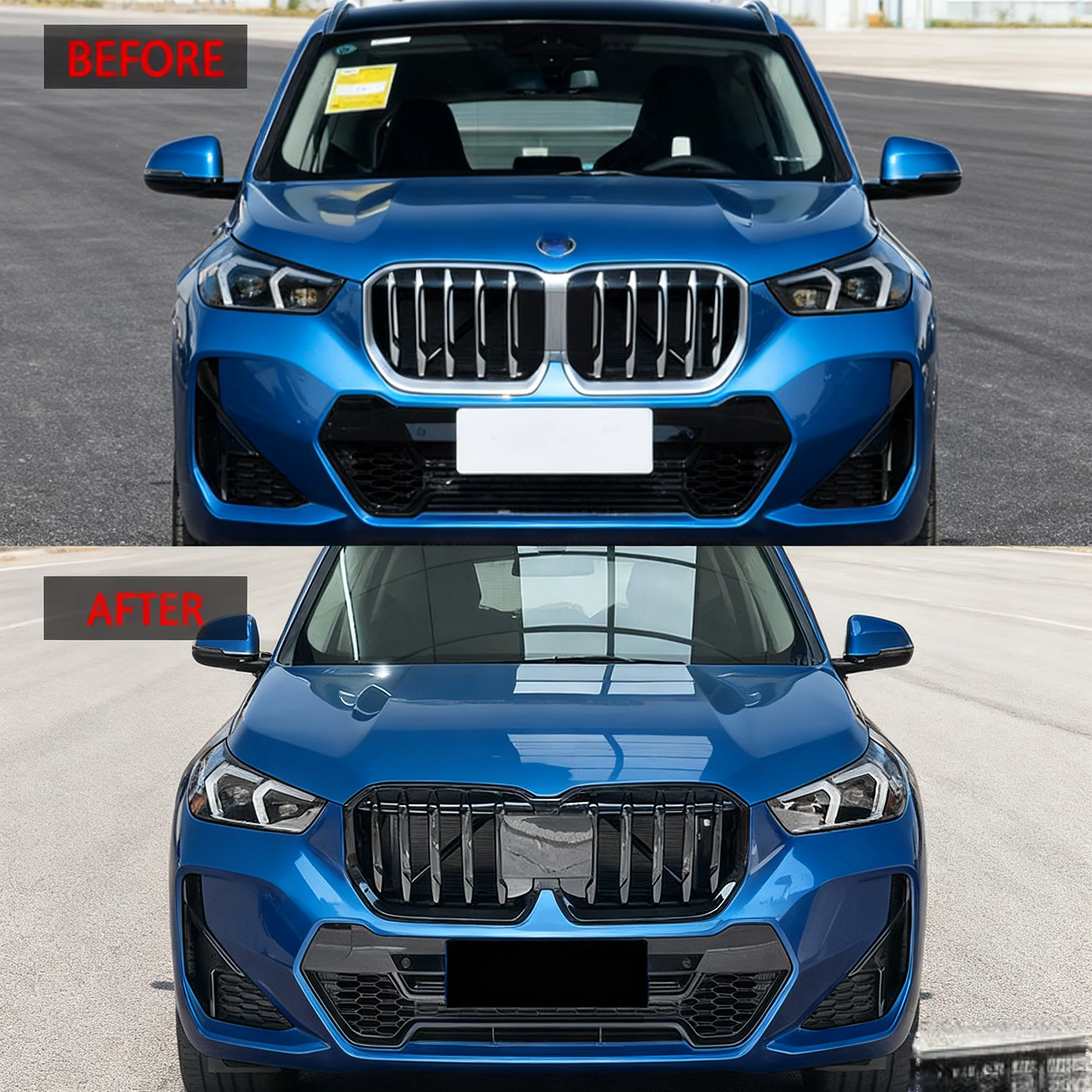 

2022 2023 2024 для BMW X1 U11 iX1 M Sport Сменная передняя решетка капота, гоночная решетка, бампер, решетки от ABS, глянцевый черный