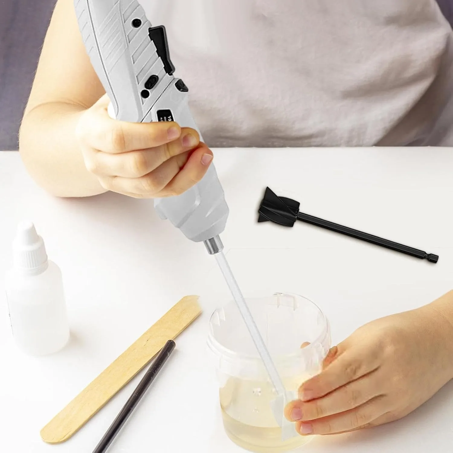 Epoxy Resin Mixer Handheld, Rechargeable Lithium Battery Powered, Copper Brushless Motor, Overheating Protection, Epoxy Stirrer