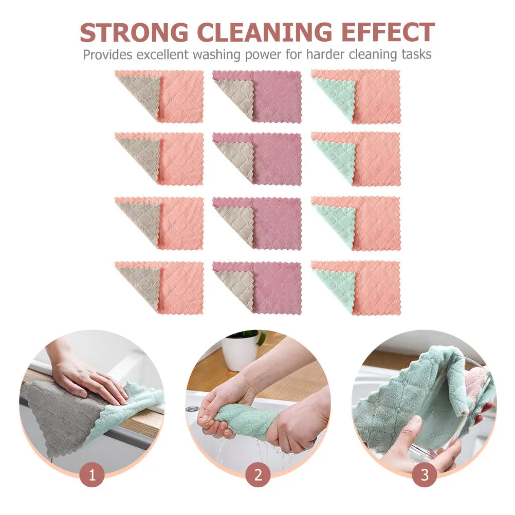 

20Pcs Kitchen Dishcloths Thick Double-Layer Water Absorbing for Heavy Duty Scrubbing Household Dish Washing Rags