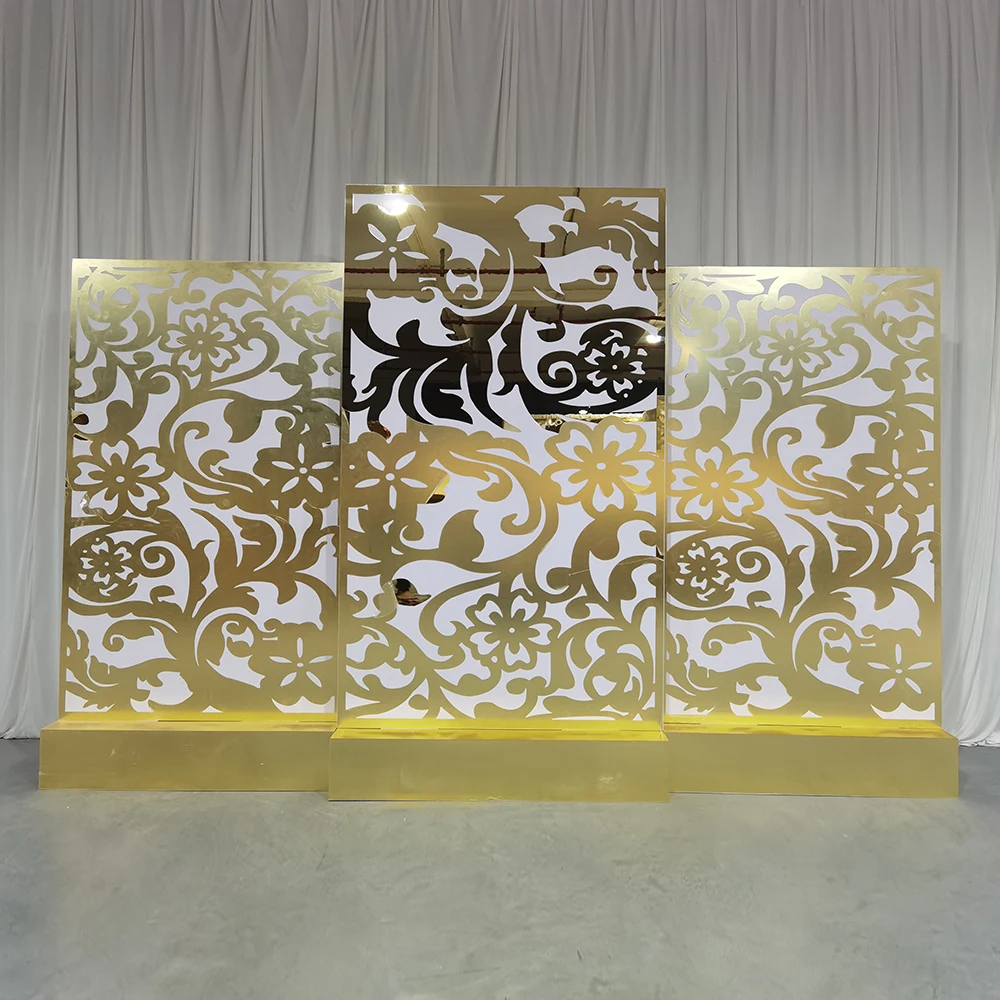 Hot selling Gold Acrylic White Pvc Wall Panels Wedding Pvc Acrylic Backdrop Panel Stand