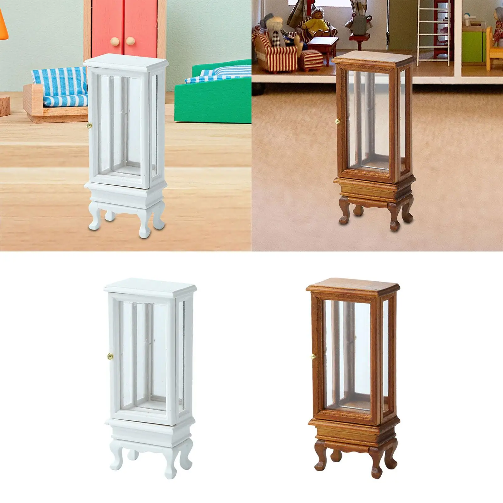 1:16 미니어처 캐비닛 거울 목재 가구용 스케일 인형의 집 옷장