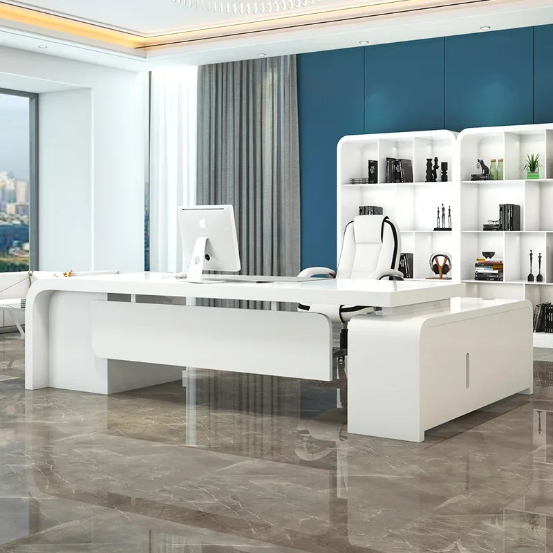 

Light Luxury Designer's Office Desk Simple Modern White Fashionable European Japanese Luxury Office Desk Classics Furniture