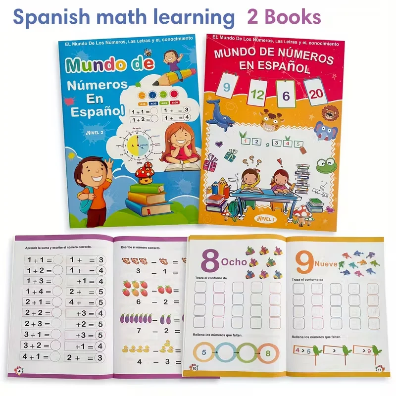 Spanish Children's Math Workbook Learning Matemáticas - Numbers Handwriting & Addition/Subtraction Children's Puzzle Books