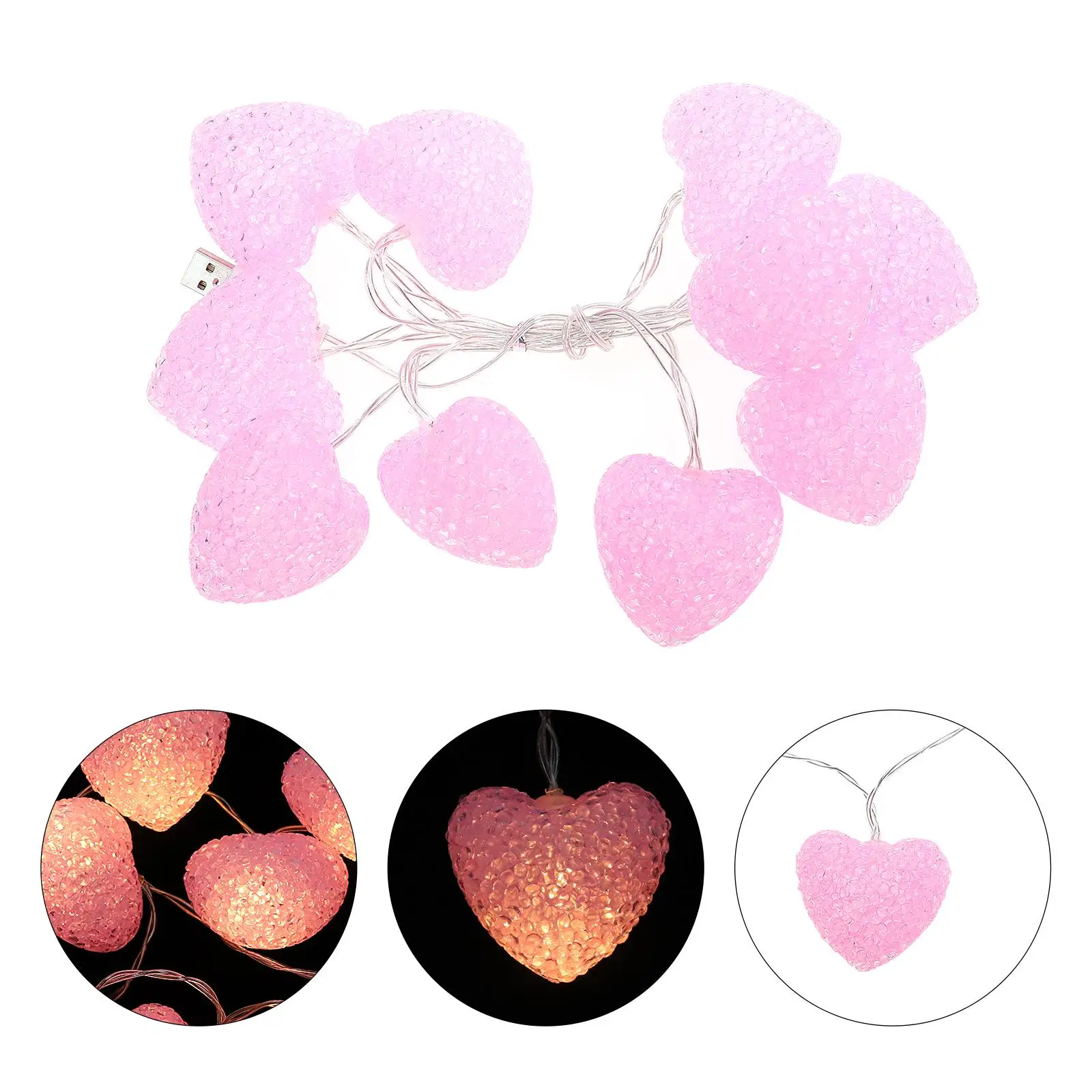 Heart Shaped Light String Decorative Heart String Light Lovely Heart String Light Lamp String Prop Decorative Lamp String