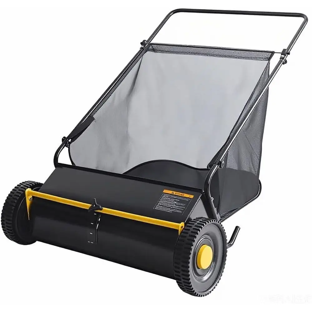

26-Inch Push Lawn Sweeper, Extra-Wide 4-Brush Yard Sweeper with 7 Cu.t. Mesh Collection Bag, Heavy-Duty Steel e, Height-Adjustab