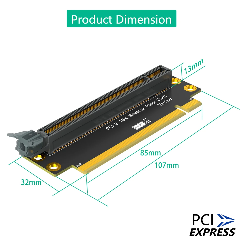 PCI-e 16X 3.0 90-stopniowa karta odwrotna męsko-żeńska dla serwera 2U (kierunk instalacji w kierunku procesora) — zdjęcie 7