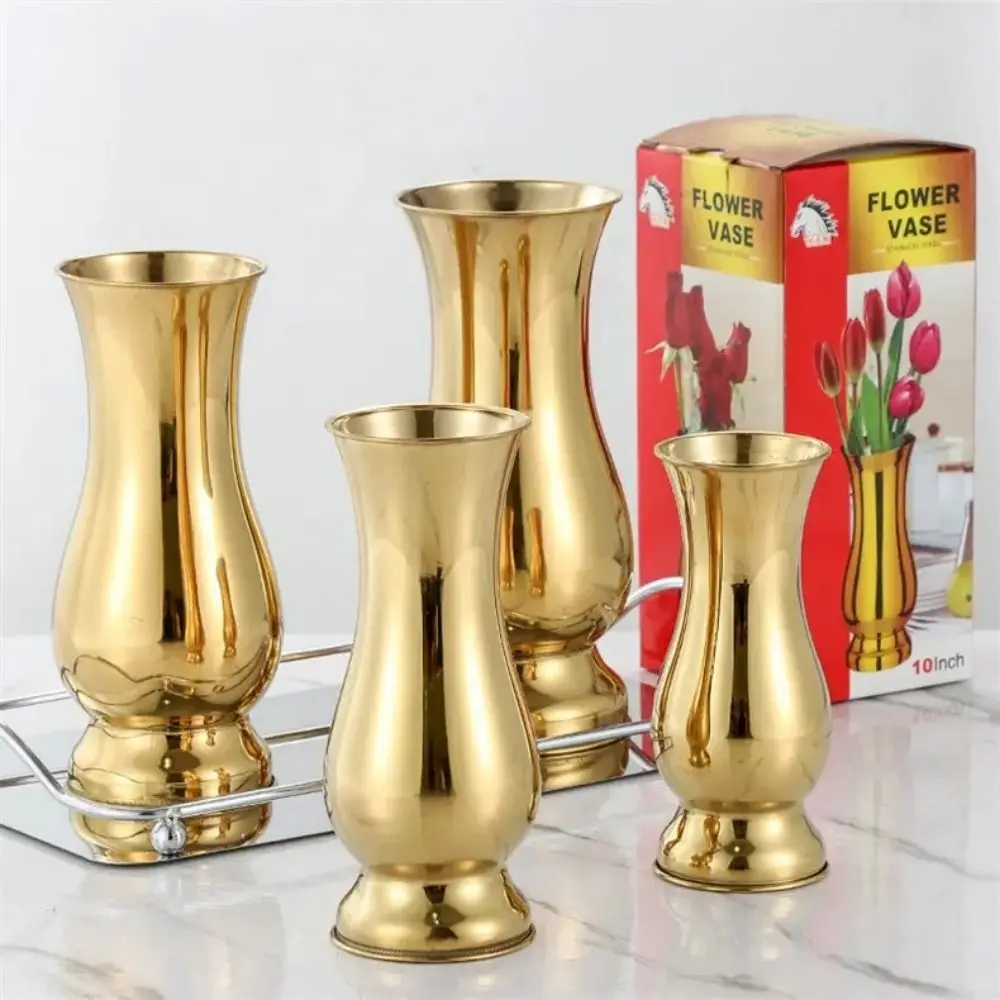Kreative Edelstahl-Blumenvase Goldene Blumenarrangement-Vase Einzelvase Tischvase Vase als Dekorationsobjekt