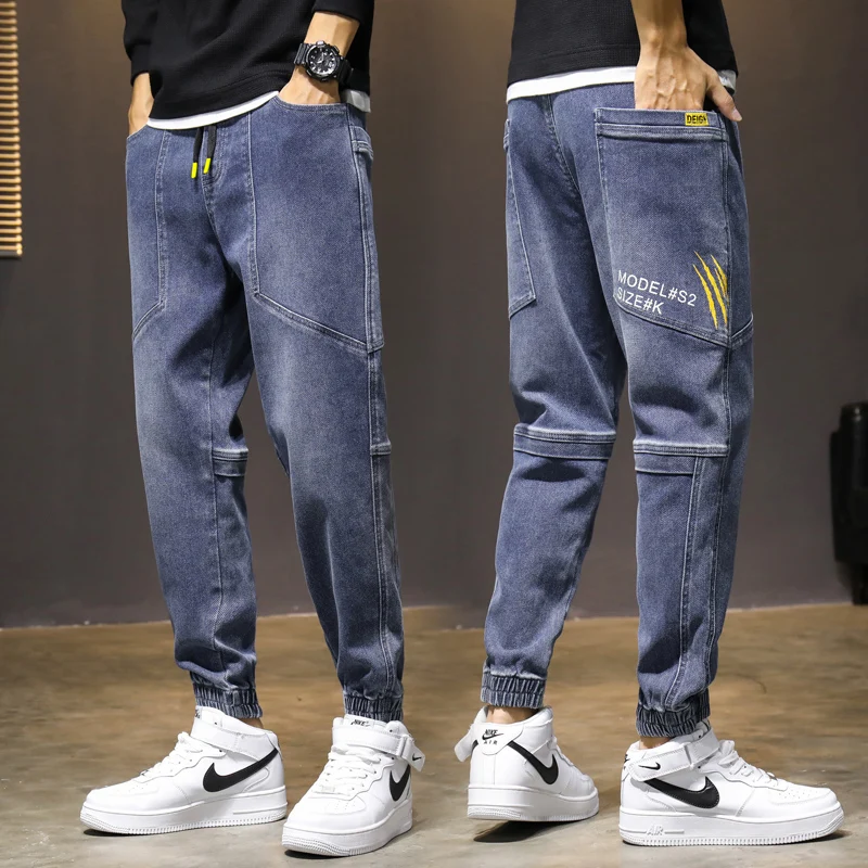 

Fashionable Men's Fleece Lined Thickened Slim Fit Jeans Casual Loose Style Cotton Polyester Blend Long Trousers Urban Style