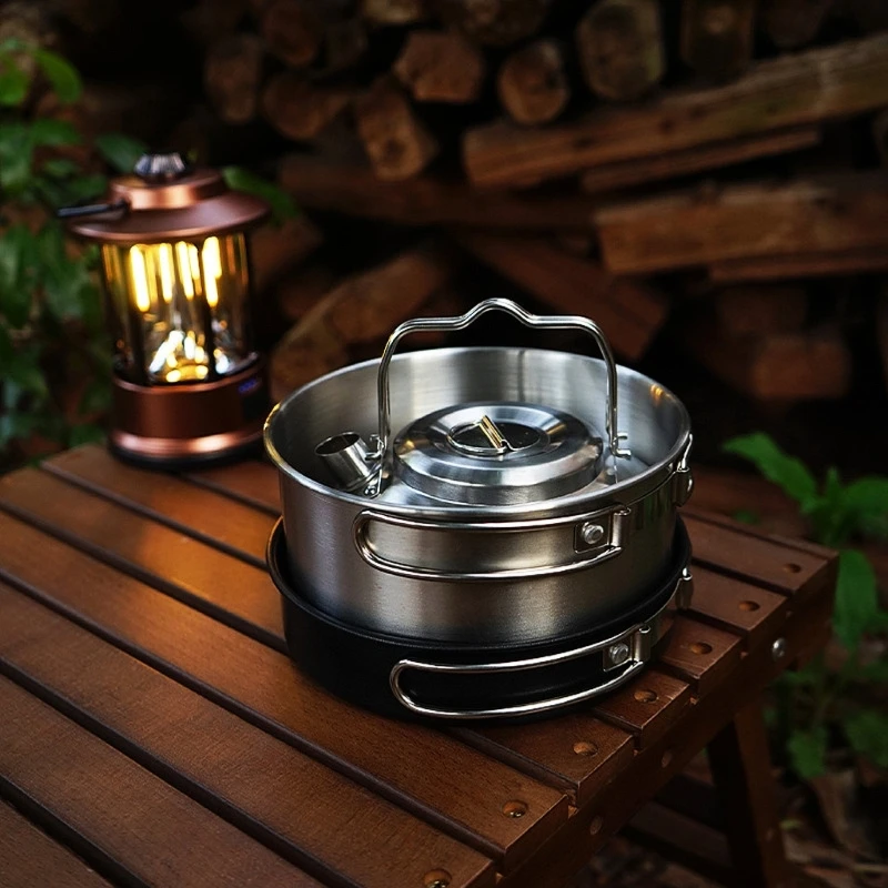 YY Ultra-light Portable Outdoor Cook Teapot Picnic Tableware Kettle Pot Lightweight Cookware Pot Cooking Picnic Easy to Use