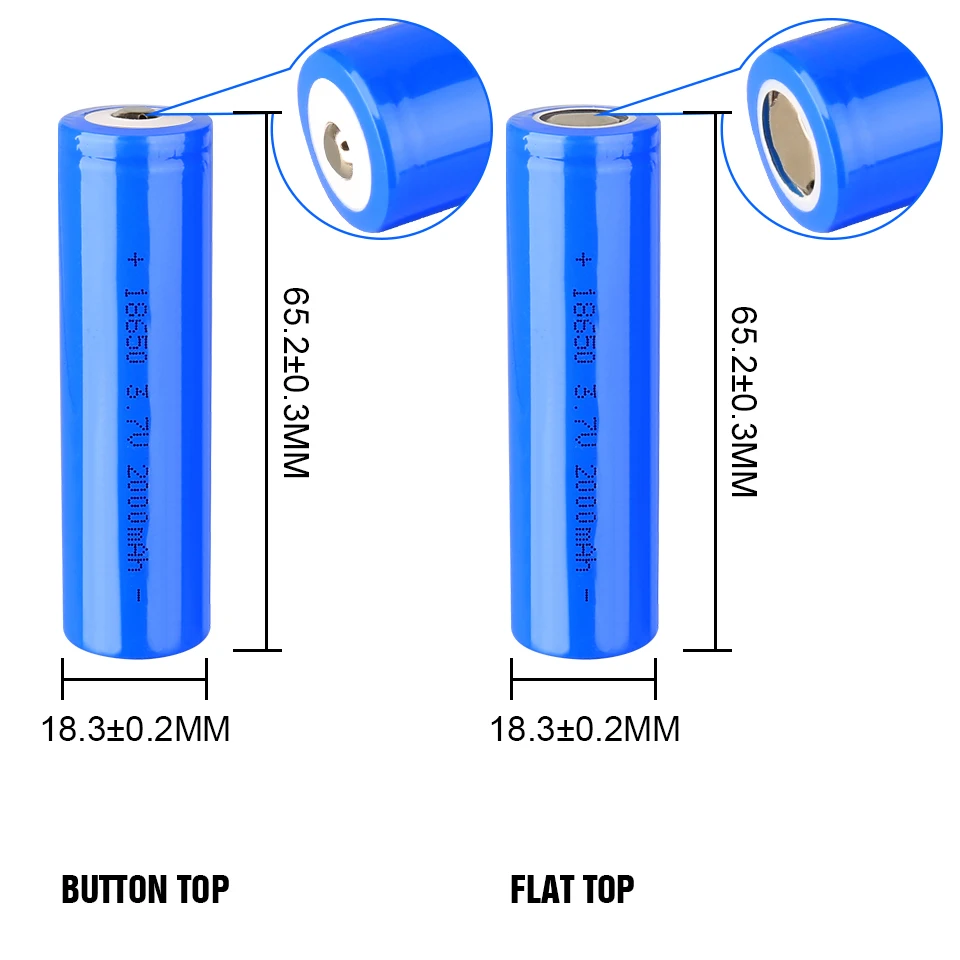 18650 Li ion Battery 3.7V 2000mAh Pointed Top Lithium Rechargeable Batteries For Toy Flashlight Calculator Radio(NO PCB)