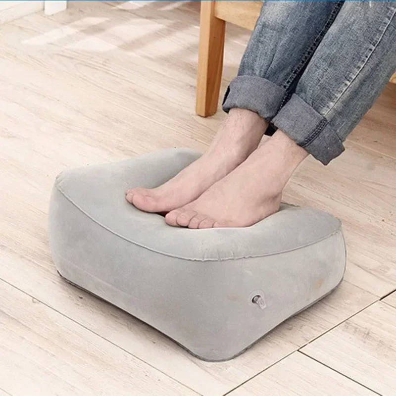 

Foot Rest Air Pillows Portable Pad Mat Footrest Pillow Home Outdoor Foot Relief Cushion PVC Gray Train Flight Travel Inflatable