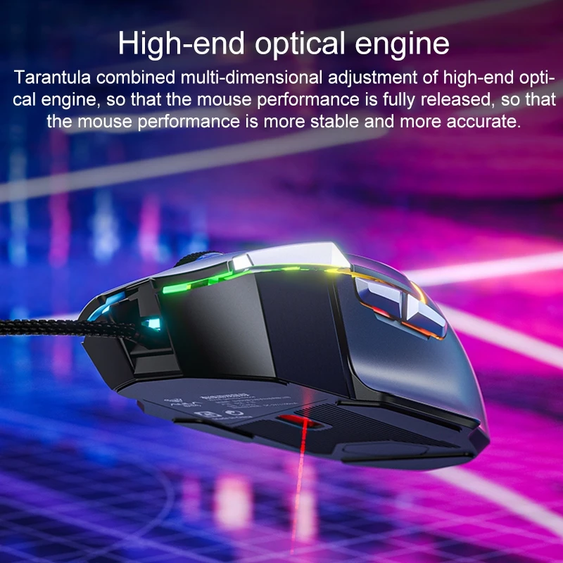 AULA S12 Pro Wired Gaming Mouse USB 12800DPI 8 Buttons RGB Backlit Ergonomic Programmable Gamer Mice HighSpeed for PC Laptop