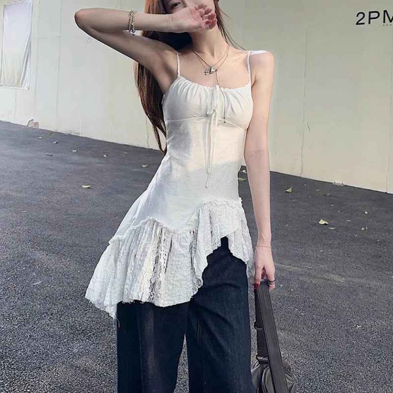 

Temperament Vest Suspender Women's Hem Irregular Beveled Edge Design Sweet and Thin Versatile Sleeveless Top