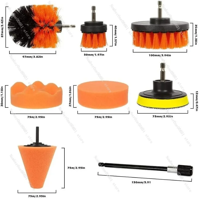 Electric Tool Cleaning, Brushing, Car Interior, Wheel Hub, Tire Cleaning, Polishing, Waxing, Sponge Brush Head, Car Brush view 5