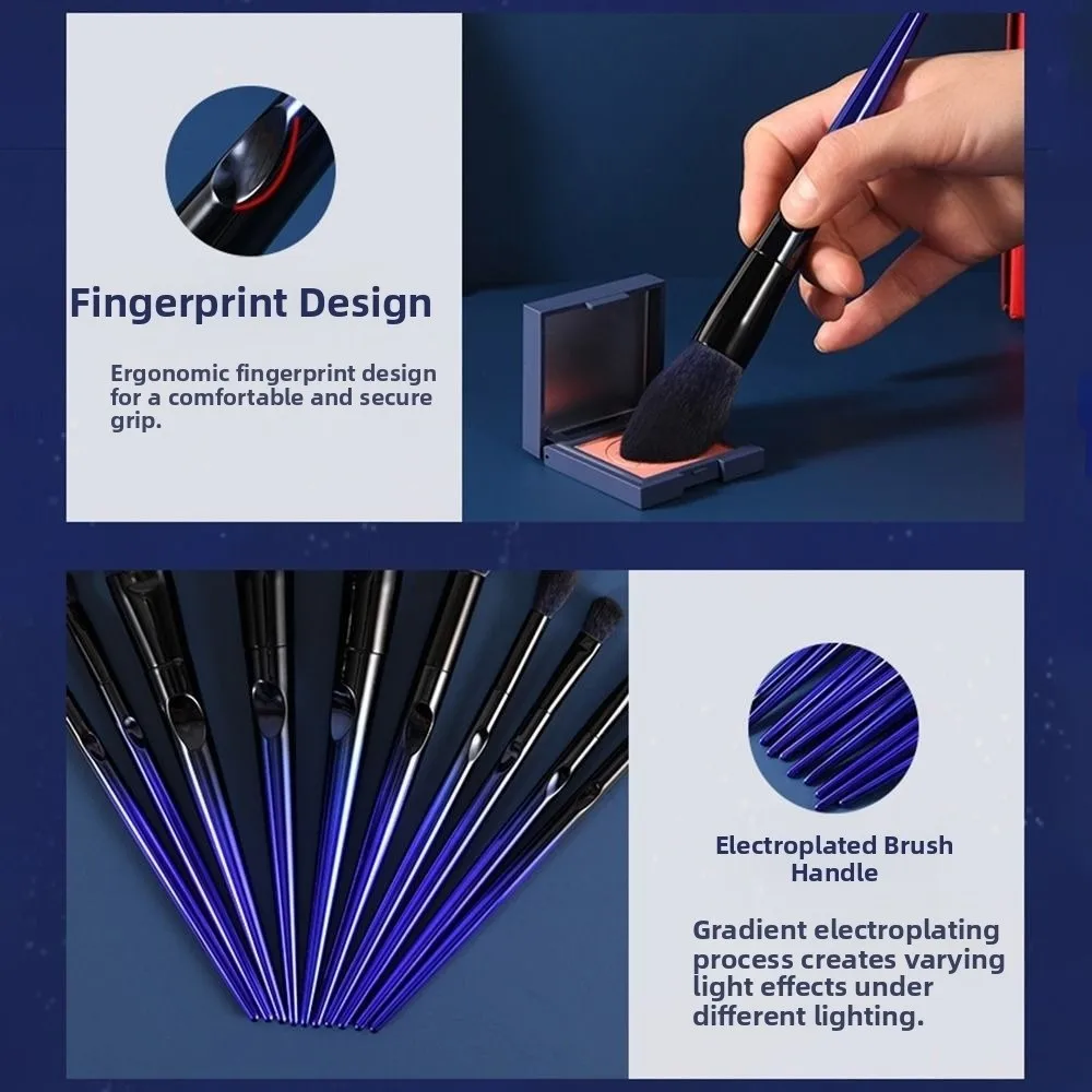 13pcs Soft Bristle Make Up Brushes Blue Witch Eye Facial Beauty Makeup Tools Synthetic Makeup Brush Set for Makeup Beginners