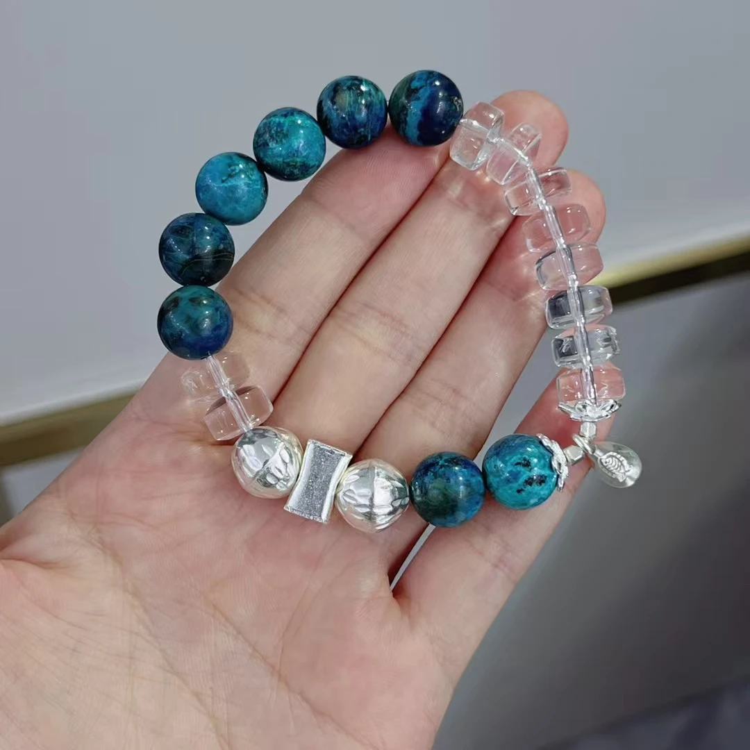 

Langyan натуральный белый кристалл Феникс камень браслет из бисера стерлингового серебра 925 пробы подарок для женщин браслеты на удачу в китайском стиле