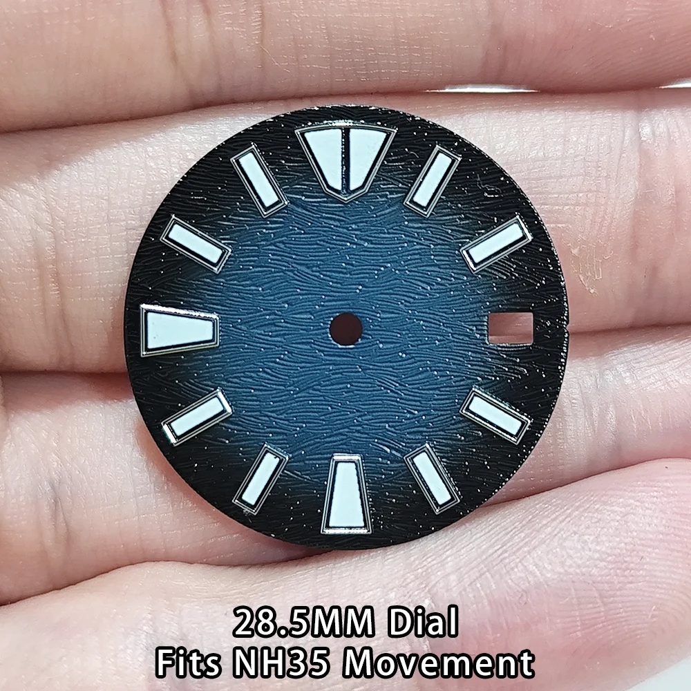 NH35 Dial 28.5mm Devil Fish Texture Dial C3 Green Luminous NH35 Watch Dial Accessory NH35 28.5mm Dial Accessories 28.5mm Dial - view 3