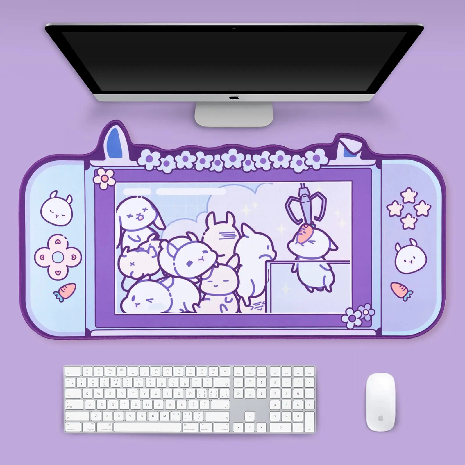 Yocore Cute Bunny Mouse Pad,Non-Slip Rubber Base Desk Mat for Keyboard and Mouse