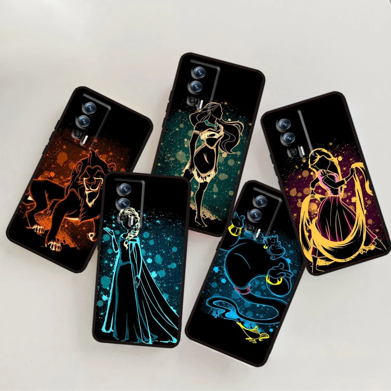 Elsa Ariel Princess Disney For Xiaomi Redmi 9A 9C 9AT 10C 9 9T 10 12C 13C 8 12 K60 A1 K50 K40 5G Black TPU Phone Case